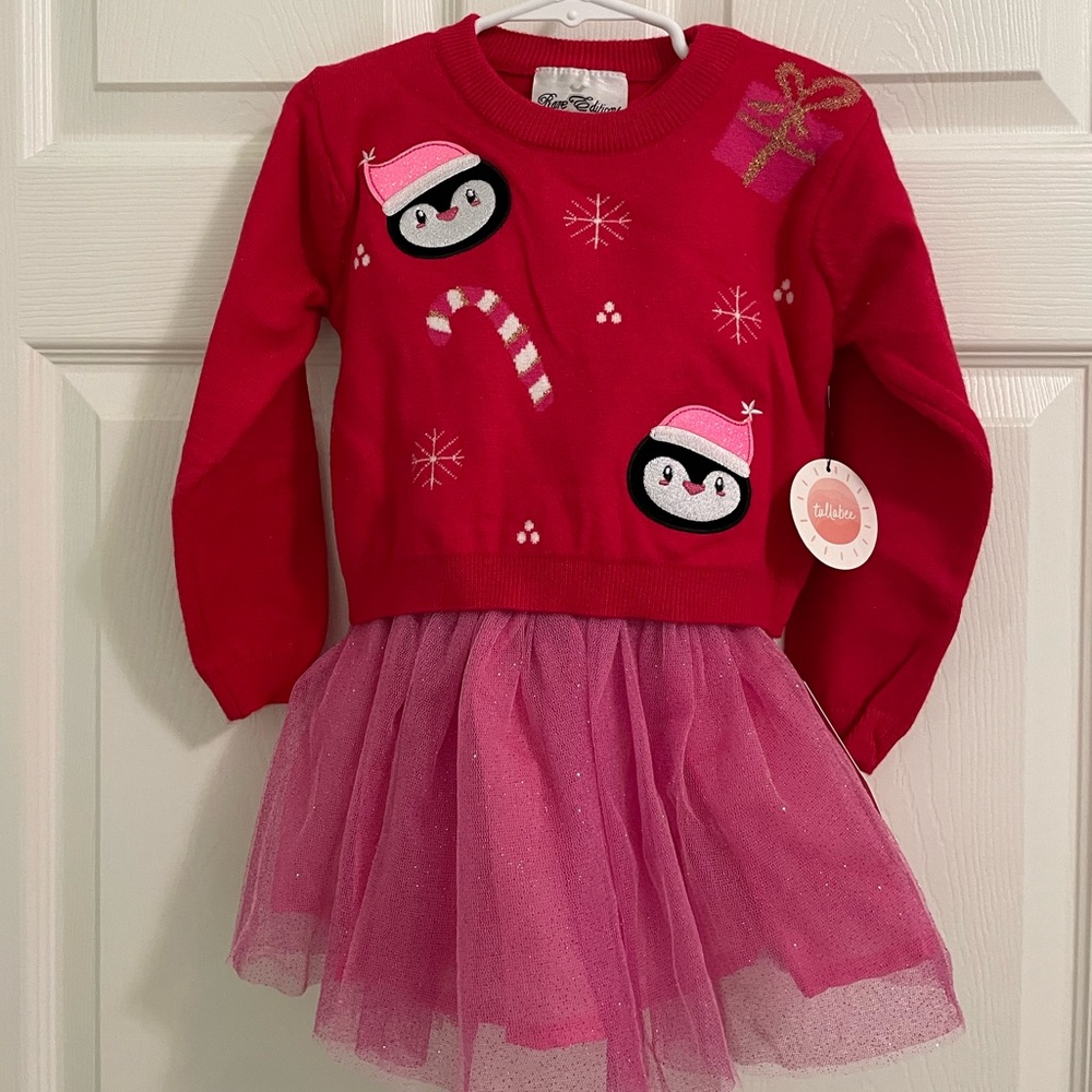 TULLABEE Penguin Christmas Sweater & Tutu Dress Set 3T NWT - Picture 4 of 4